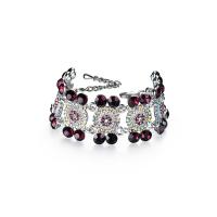 Zinc bracelets en strass en alliage , alliage de zinc, Placage de couleur platine, pour femme & avec strass Environ 7.09 pouce, Vendu par brin