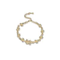 Zinc bracelets en strass en alliage , alliage de zinc, feuille, Placage de couleur d'or, pour femme & avec strass Environ 6.50 pouce, Vendu par brin