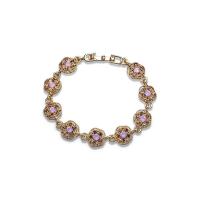 Circonita Aleación de zinc pulsera, Flor, chapado en color dorado, micro arcilla de zirconia cúbica & para mujer, longitud:aproximado 6.89 Inch, Vendido por Sarta