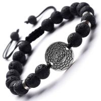 Lava Woven Ball Bracelets, plated, Unisex & adjustable, black Inch 