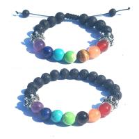 Lava Bead Bracelet, with Gemstone, plated, Unisex .2 Inch 