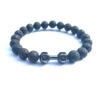 Lava Bead Bracelet, plated, Unisex, black .4 Inch 