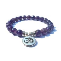 Amethyst Bracelet, plated, Unisex .4 Inch 