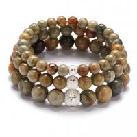 Silver Leaf Jasper Bracelet, plated, Unisex .4 Inch 