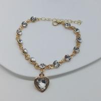 Pulseras de cristal de aleación de zinc, con Cristal, Corazón, chapado, para mujer & con diamantes de imitación, más colores para la opción, longitud:aproximado 7.88 Inch, Vendido por Sarta