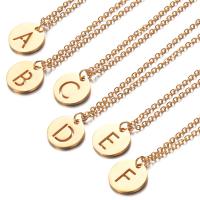 Collier de bijoux de titane, Acier titane, avec 5cm chaînes de rallonge, Lettre d’alphabet, Placage, bijoux de mode & styles différents pour le choix & pour femme, Or Environ 15.7 pouce, Vendu par brin