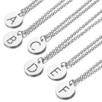 Collier de bijoux de titane, Acier titane, avec 5cm chaînes de rallonge, Lettre d’alphabet, Placage, bijoux de mode & styles différents pour le choix & pour femme, argent Environ 17.7 pouce, Vendu par brin