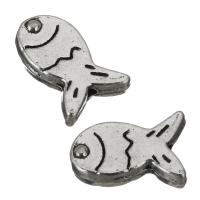 亜鉛合金動物ビーズ, 亜鉛合金, 魚, エナメル, シルバー 穴:約 1mm, 売り手 パソコン