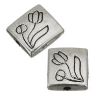 Enamel Zinc Alloy Beads, Squaredelle, silver color Approx 1mm 