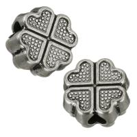 Enamel Zinc Alloy Beads, Four Leaf Clover, silver color Approx 3.5mm 