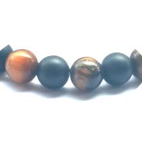 Bracelets en pierres précieuses, oeil de tigre, avec agate noire, Placage, unisexe, noire, 8mm .4 pouce, Vendu par brin