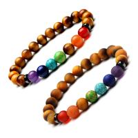 Tiger Eye Stone Bracelets, with Gemstone, plated, Unisex .2 Inch 