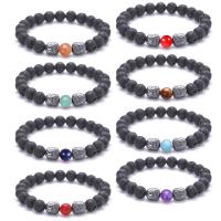 Lava Bead Bracelet, with Gemstone, plated, Unisex .2 Inch 