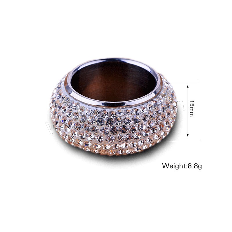 Titan Stahl Fingerring, Titanstahl, verschiedene Größen vorhanden & für Frau & mit Strass, 15mm, Größe:6-12, verkauft von PC