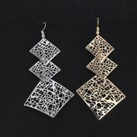 Zinc Alloy Drop Earring, sterling silver post pin, Rhombus, plated, for woman & hollow 