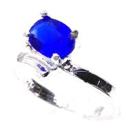 Zinklegierung Fingerring , silberfarben plattiert, für Frau & mit kubischem Zirkonia, blau, 18mm, Größe:8, 2PCs/Menge, verkauft von Menge