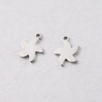 Stainless Steel Pendants, Starfish, DIY, original color, 10*12mm Approx 1.4mm 