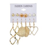 Zinc Alloy Drop Earring, Stud Earring & earring, gold color plated, 6 pieces & for woman, golden 