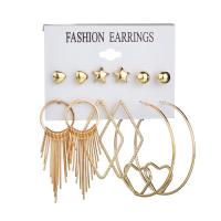 Zinc Alloy Earring Set, Stud Earring & earring, gold color plated, 6 pieces & for woman, golden 