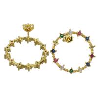 真鍮のスタッドのイヤリング, 銅, 純正ゴールド, マイクロパヴェジルコニア & 女性用, 23mm, 売り手 ペア