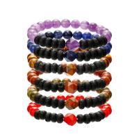 Lava Bead Bracelet, with Gemstone, Unisex Approx 7.5 Inch 