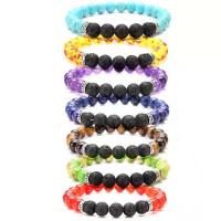 Lava Bead Bracelet, with Gemstone, Unisex 8mm Approx 7.5 Inch 