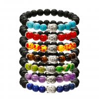 Lava Bead Bracelet, with Gemstone & Zinc Alloy, Buddha, Unisex Approx 7.5 Inch 