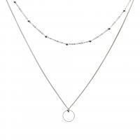 Argent sterling 925 Collier Tour de cou, avec 1.96lnch chaînes de rallonge, Placage de couleur argentée, Double couche & chaîne ovale & pour femme, 12mm Environ 12.5 pouce, Vendu par brin