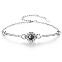 Plata de ley 925 Pulsera de proyección en miniatura, con Piedras preciosas, chapado, para mujer & con diamantes de imitación, más colores para la opción, longitud:aproximado 7.8 Inch, Vendido por Sarta