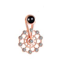 Argent sterling 925 Miniature Projection Pendant, avec verre, Grande roue, Placage, pour femme & avec strass, plus de couleurs à choisir Vendu par PC