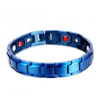 Titanium Steel Bracelet, with Germanium, fashion jewelry & for man, sapphire, 12mm Inch 