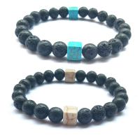 Lava Bead Bracelet, with Gemstone, plated, Unisex .4 Inch 