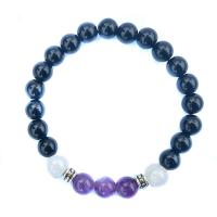 Edelstein Armbänder, Schwarzer Achat, mit Level B Amethyst, plattiert, unisex, schwarz, Länge:7.4 ZollInch, verkauft von Strang