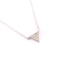 Collier de bijoux en argent , Argent sterling 925, triangle, Plaqué de platine, pour femme, 46+5cmuff0c0.9cm, Vendu par brin