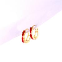 Sterling Silver Huggie Hoop Earring, 925 Sterling Silver, 18K gold plated, for woman & enamel, 12mm 