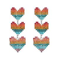 Rhinestone Brass Drop Earring, Heart, fashion jewelry & for woman & with rhinestone, multi-colored 