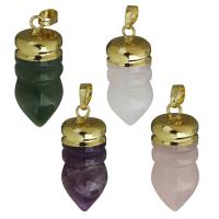 Gemstone Pendantifs en laiton, avec pierre gemme, Placage de couleur d'or, différents matériaux pour le choix Environ Vendu par PC