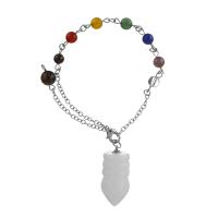 laiton Pendulum Pendant, avec quartz clair, argent  2.5mm Environ 10 pouce, Vendu par brin