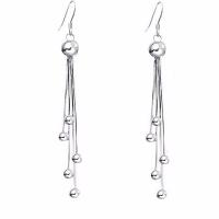 Moda flecos pendientes, aleación de zinc, latón aro de pendiente, chapado en color de plata, para mujer, plateado, 90mm, Vendido por Par