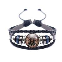 Modezeit Edelstein Armband Armreif, Zinklegierung, mit PU Leder, drei Schichten & Einstellbar & unisex, keine, 18mm, verkauft von PC