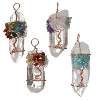 Gemstone Pendantifs en laiton, avec pierre gemme, styles différents pour le choix, couleur or rose, 22-30x60-101x19-36mm Environ 5.5-8mm, Vendu par PC