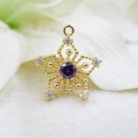 Pendentifs en laiton de fleur, avec zircon cubique, Plaqué d'or, DIY, plus de couleurs à choisir, 16.5*18mm Environ 1.2mm, Vendu par PC