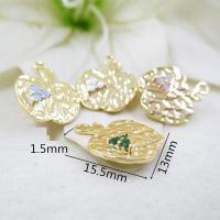 Cubic Zirconia Micro Pave Brass Pendant, Apple, real gold plated, DIY & micro pave cubic zirconia 15.5*13mm Approx 1.5mm 