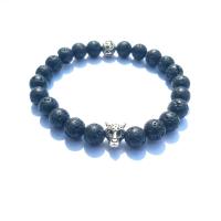 Lava Bead Bracelet, plated, Unisex, black .4 Inch 