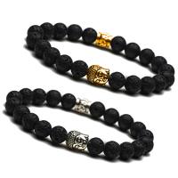 Lava Bead Bracelet, with Zinc Alloy, plated, Unisex .2 Inch 