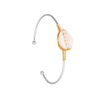 fer bracelet manchette, avec Plastique ABS perle & coquille, fait à la main, styles différents pour le choix & pour femme, plus de couleurs à choisir, Diamètre inté Environ 65mm, Vendu par PC