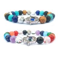 Schwarzer Achat Armband, mit Lapislazuli & Lava & Zinklegierung, plattiert, verschiedenen Materialien für die Wahl & unisex, keine, Länge:7.4 ZollInch, verkauft von Strang