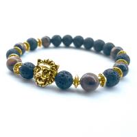 Gemstone Bracelets, Lava, with Tiger Eye & Zinc Alloy, plated, Unisex .4 Inch 