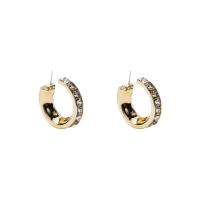 Zinc Alloy Rhinestone Stud Earring, fashion jewelry & for woman & with rhinestone, golden 