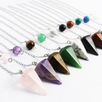 Gemstone Pendulum Pendant, Conical, platinum color plated & Unisex 8mm Approx 9.57 Inch 